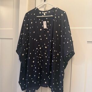 Maurices Navy Star Print Kimono Top
